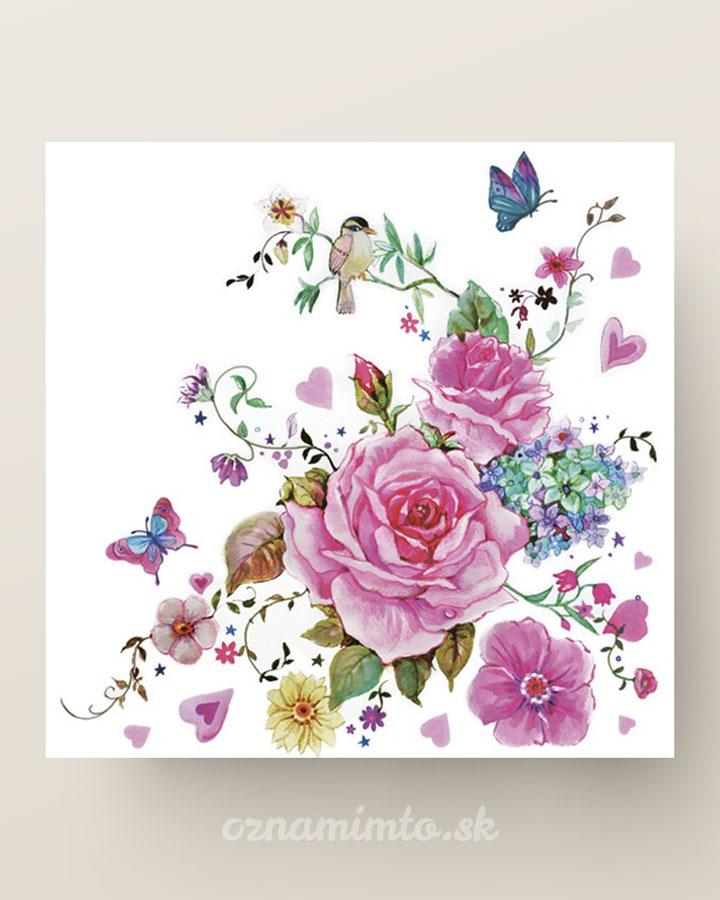 Servítky s ružami a motýľmi