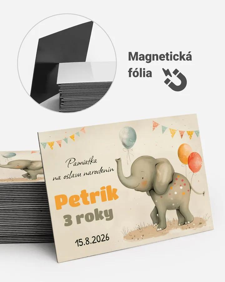 Pamätné magnetky z oslavy obdĺžnik - Kreslený sloník