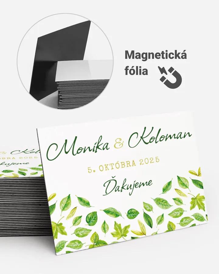 Svadobné magnetky obdĺžnik Svieže listy 01