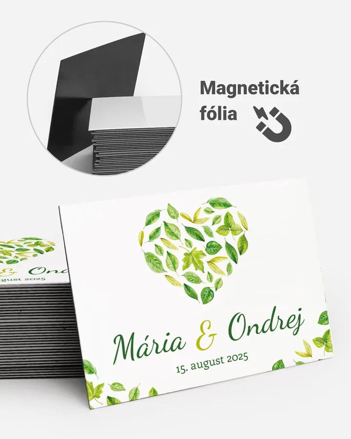 Svadobné magnetky obdĺžnik Svieže listy 02