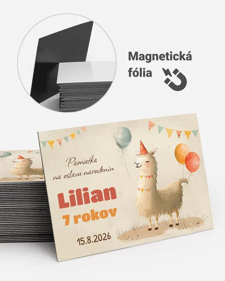 Pamätné magnetky z oslavy obdĺžnik - Kreslená lama
