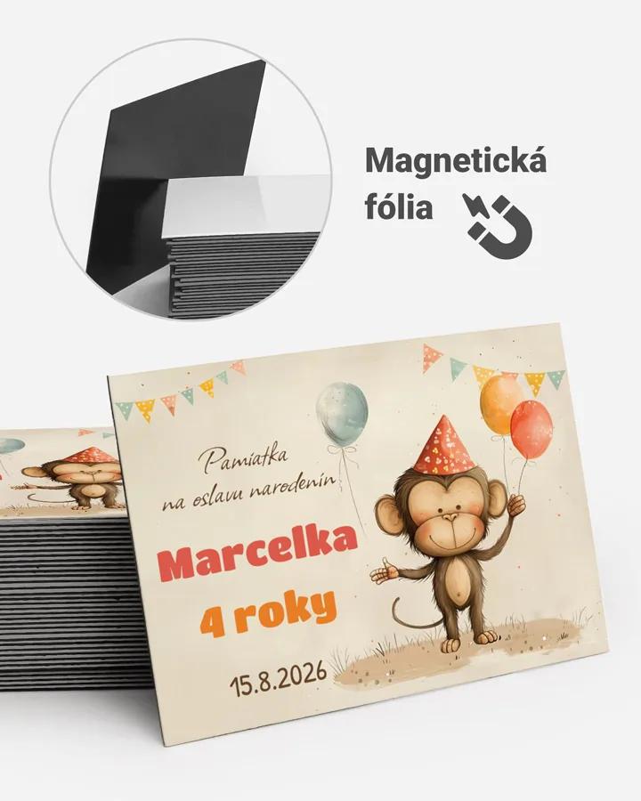 Pamätné magnetky z oslavy obdĺžnik - Kreslená opica
