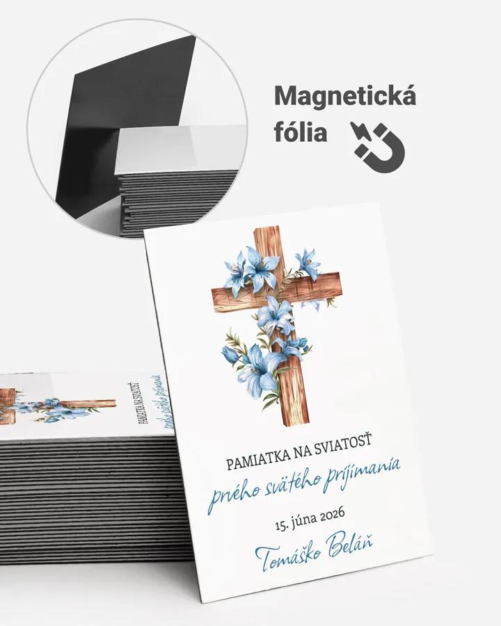 Pamätné magnetky zo sviatosti krstu, prijímania, konfirmácie - motív 30 modrá
