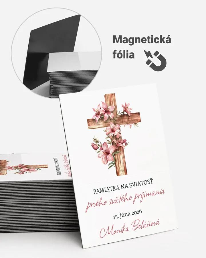 Pamätné magnetky zo sviatosti krstu, prijímania, konfirmácie - motív 30 ružová