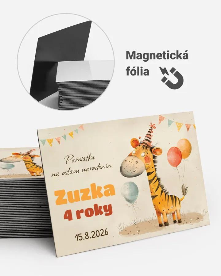 Pamätné magnetky z oslavy obdĺžnik - Kreslená žirafa