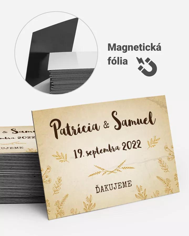 Svadobné magnetky obdĺžnik Vintage poľné kvety