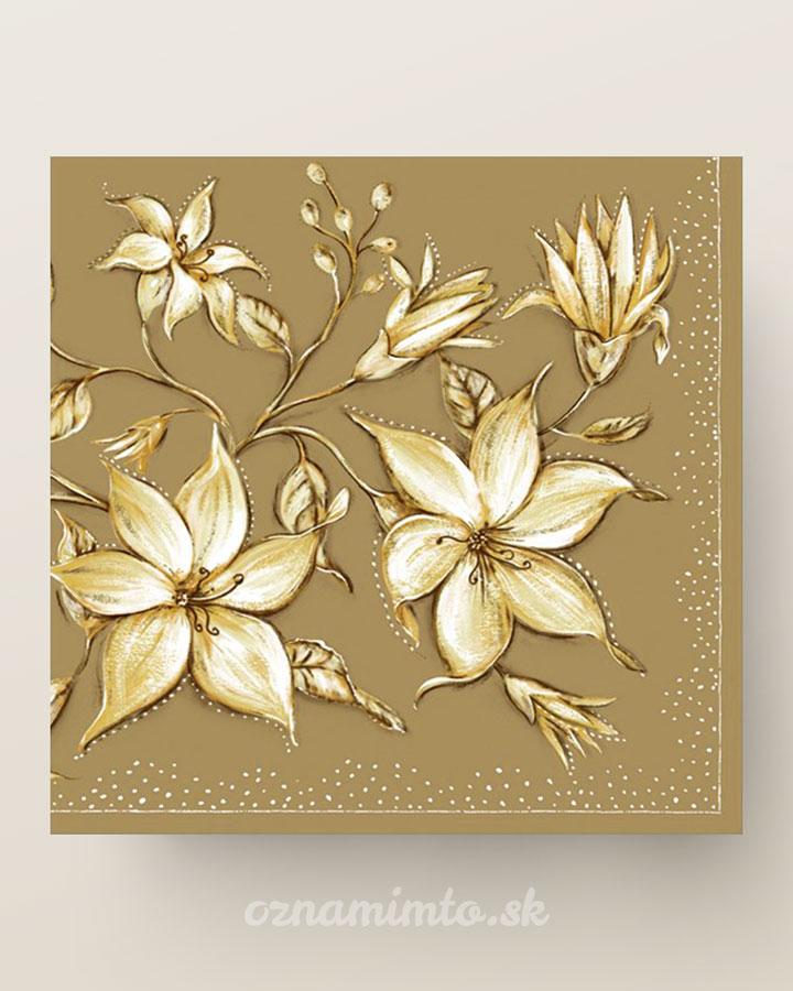 Servítky vintage zlaté kvety