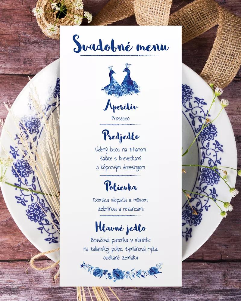 Svadobné menu - Modré pávy
