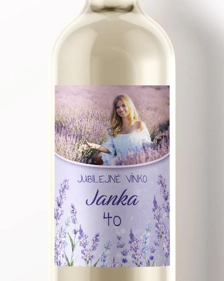 Etikety na víno / pálenku motív Levanduľa 01 s fotkou