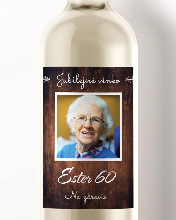 Etikety na víno / pálenku motív s fotkou Tmavé drevo