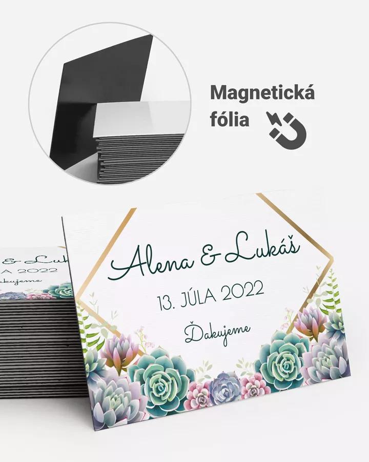 Svadobné magnetky obdĺžnik Sukulenty