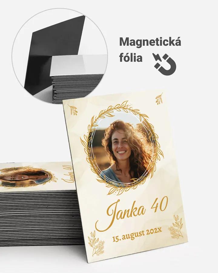 Pamätné magnetky z oslavy s fotkou - Zlaté kvety 02