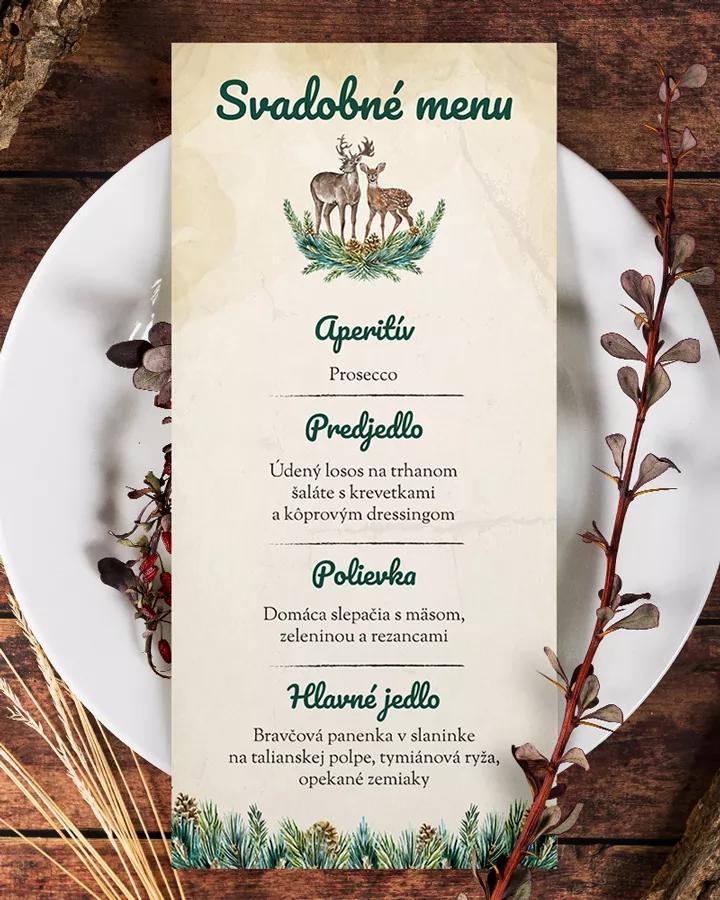 Svadobné menu - Lesnícky / poľovnícky motív