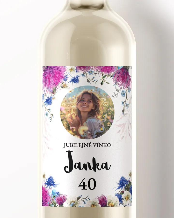 Etikety na víno / pálenku motív s fotkou Poľné kvety 02