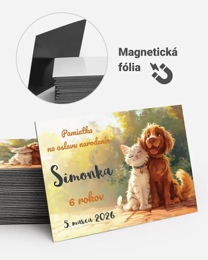 Pamätné magnetky z oslavy obdĺžnik - Psík a mačička