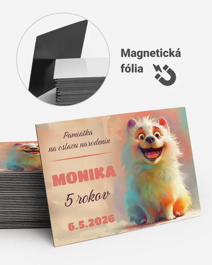 Pamätné magnetky z oslavy obdĺžnik - Pestrý psík