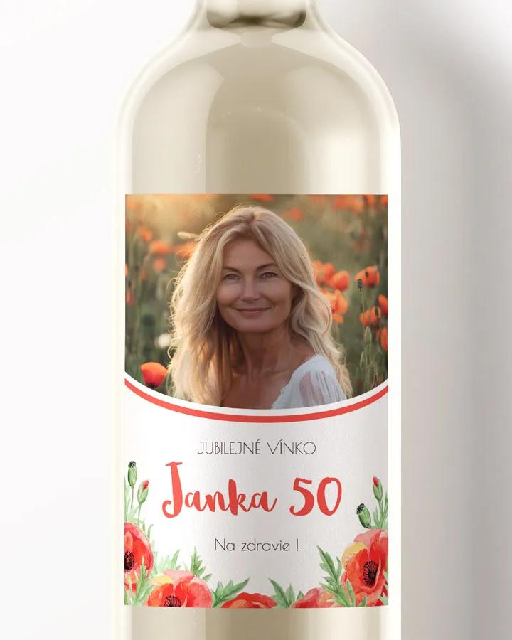 Etikety na víno / pálenku motív s fotkou Poľné maky 01