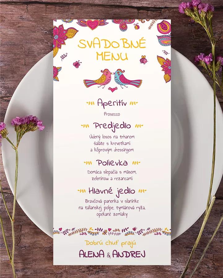 Svadobné menu - Pestré vtáčiky