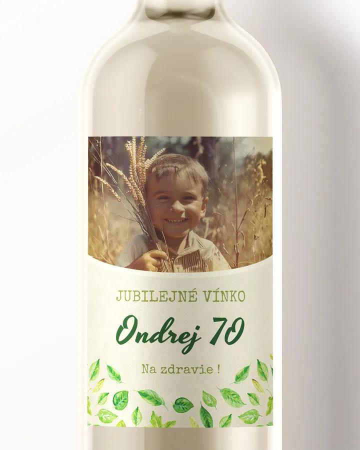 Etikety na víno / pálenku motív s fotkou Zelené listy