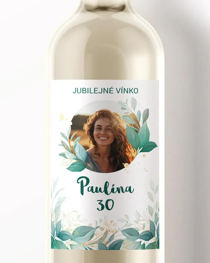 Etikety na víno / pálenku motív s fotkou Greenery 02