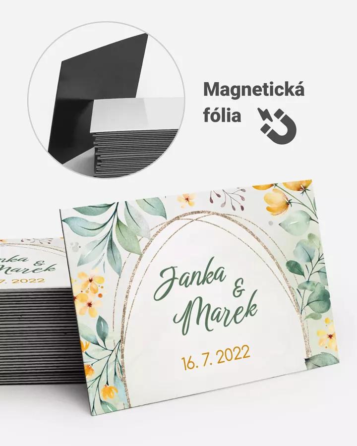 Svadobné magnetky obdĺžnik Žlté kvietky