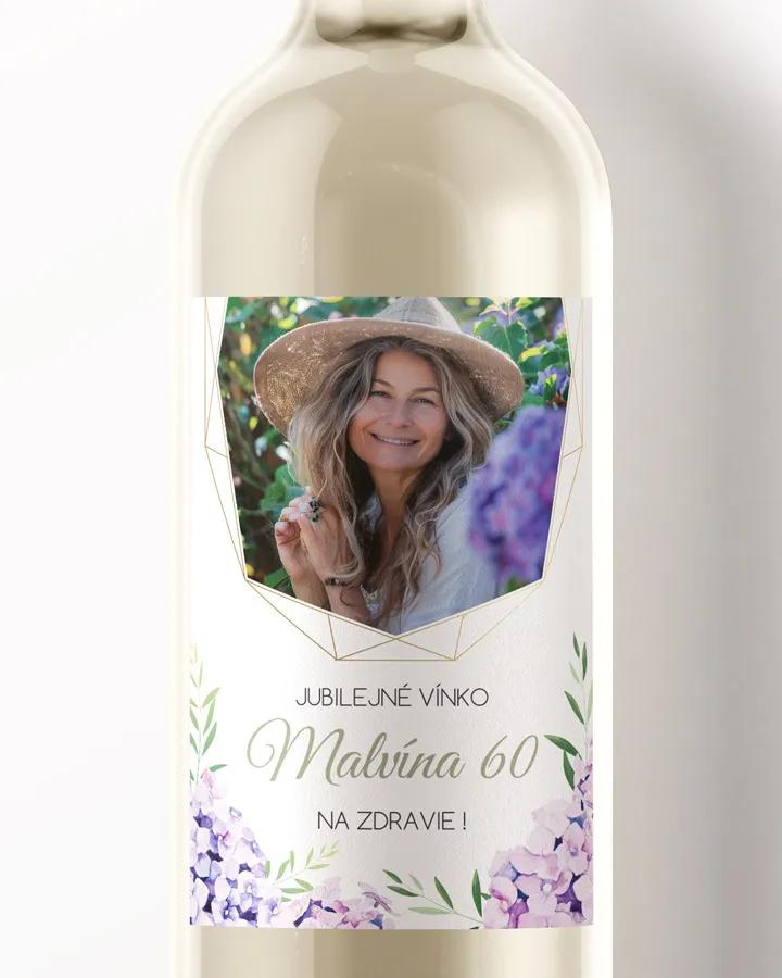 Etikety na víno / pálenku motív s fotkou Hortenzie
