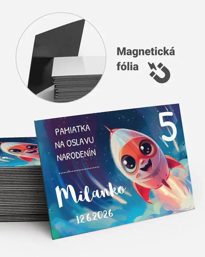 Pamätné magnetky z oslavy obdĺžnik - Šťastná raketa