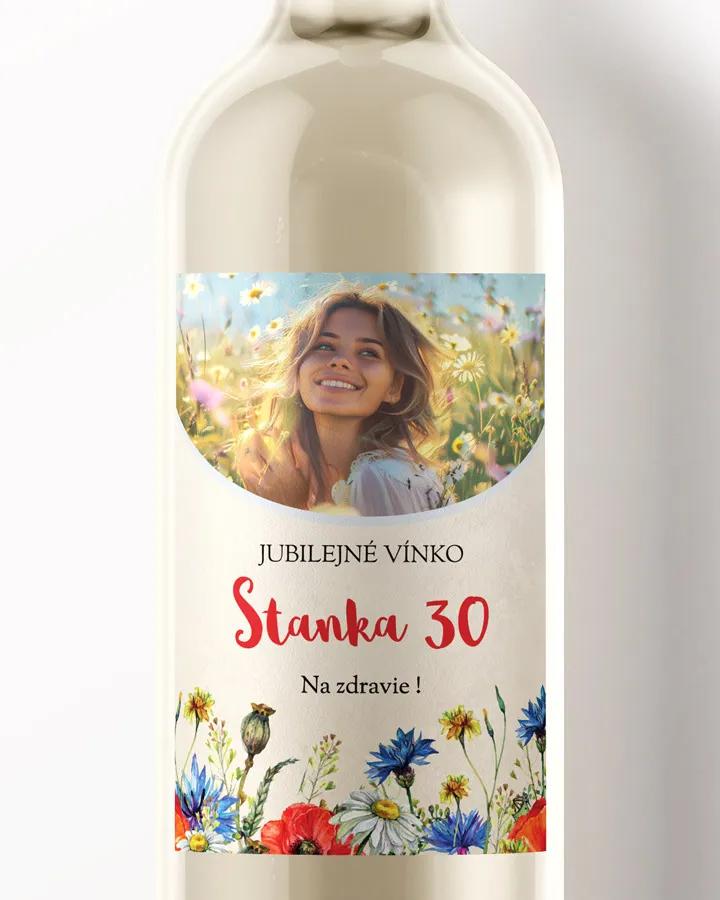 Etikety na víno / pálenku motív s fotkou Poľné kvety 04