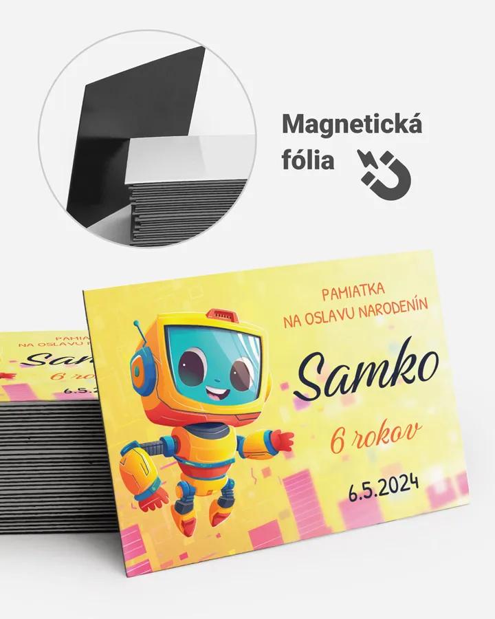 Pamätné magnetky z oslavy obdĺžnik - Robot 02