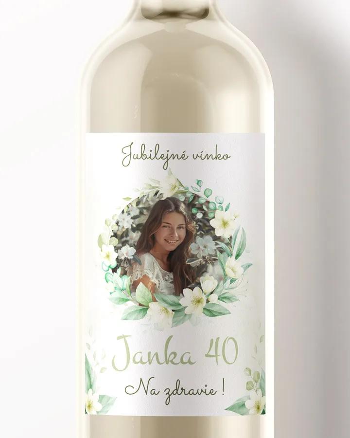 Etikety na víno / pálenku motív s fotkou Biele kvietky