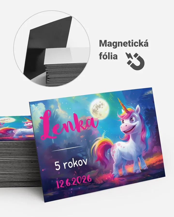 Pamätné magnetky z oslavy obdĺžnik - Dúhový jednorožec