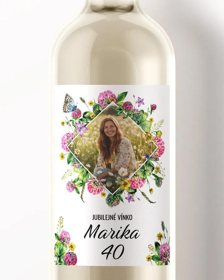 Etikety na víno / pálenku motív s fotkou Poľné kvety 05