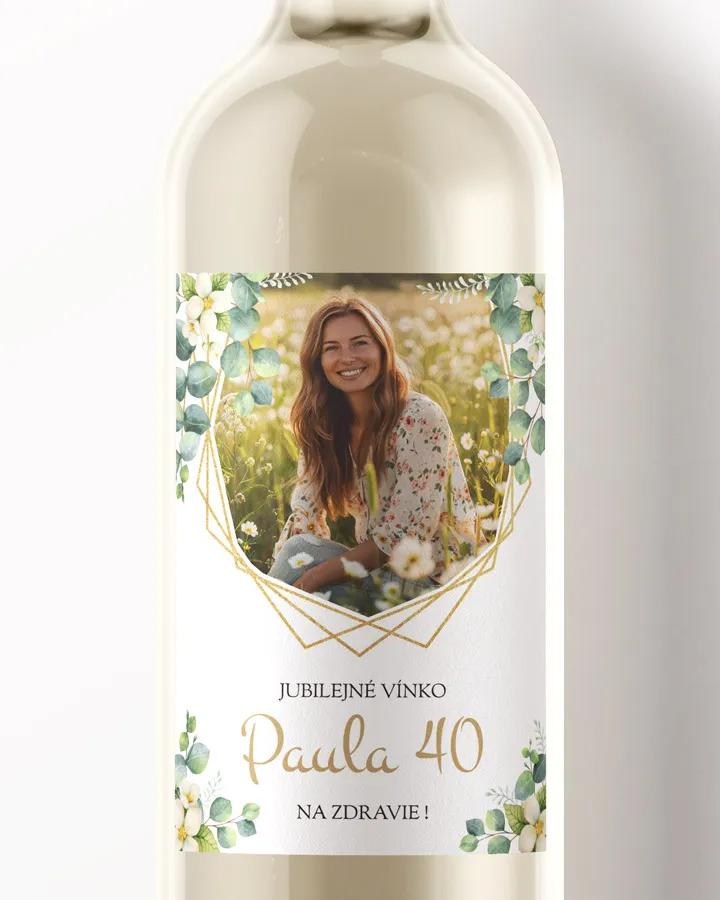 Etikety na víno / pálenku motív s fotkou Greenery 03