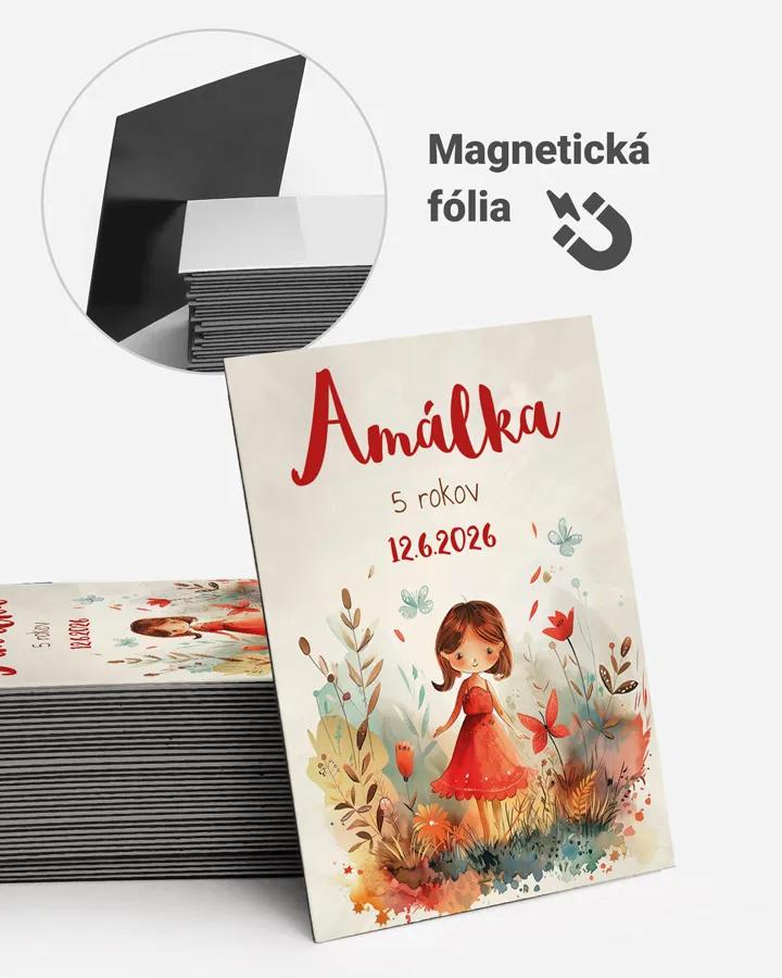 Pamätné magnetky z oslavy obdĺžnik - Červená víla