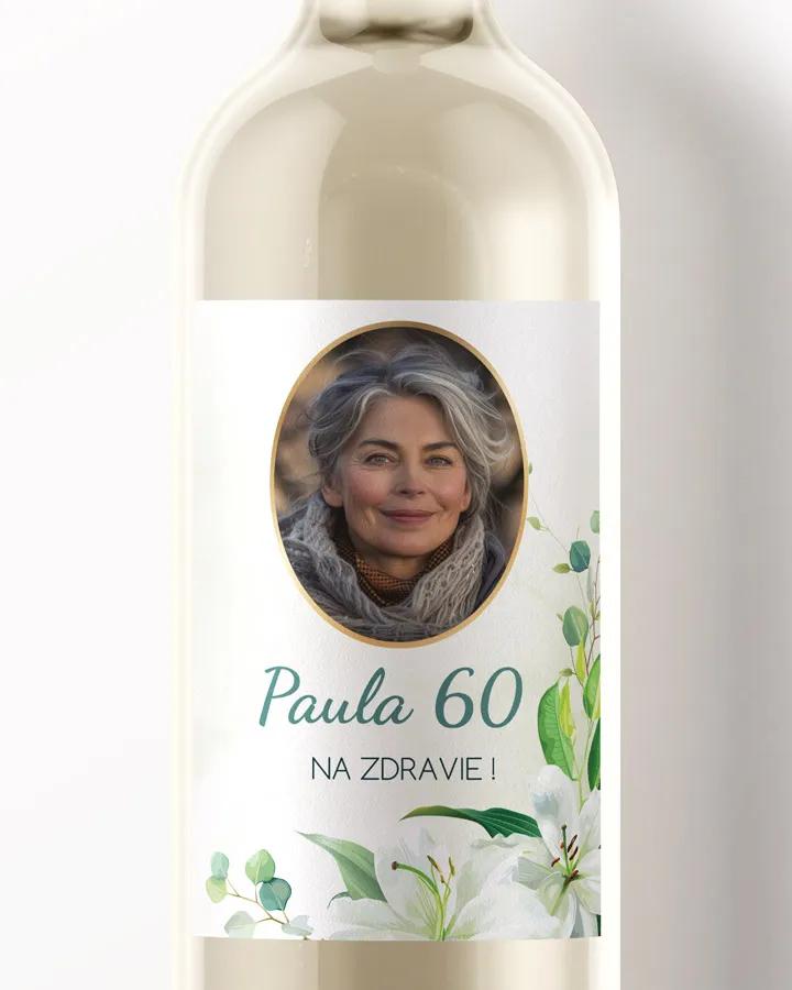 Etikety na víno / pálenku motív s fotkou Biele ľalie