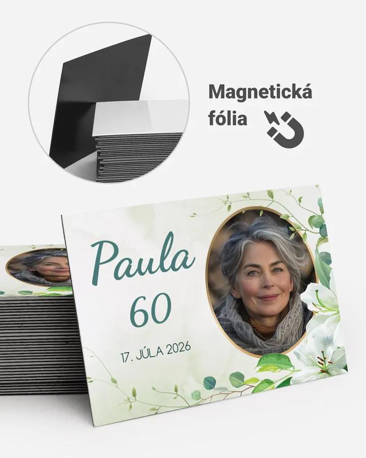 Pamätné magnetky z oslavy s fotkou - Biele ľalie