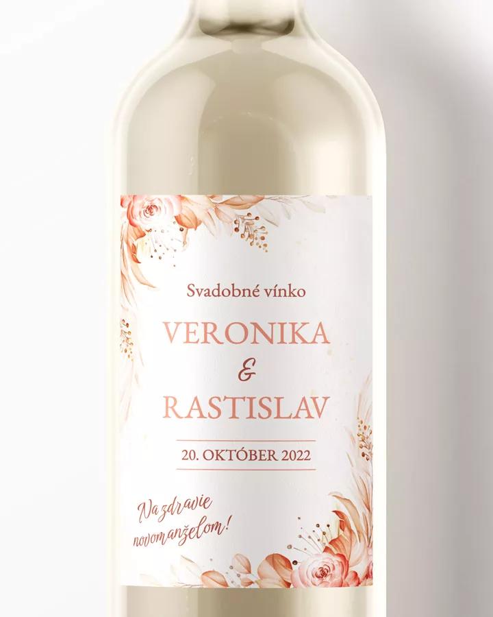 Svadobné etikety na víno / pálenku Sušené kvety 02