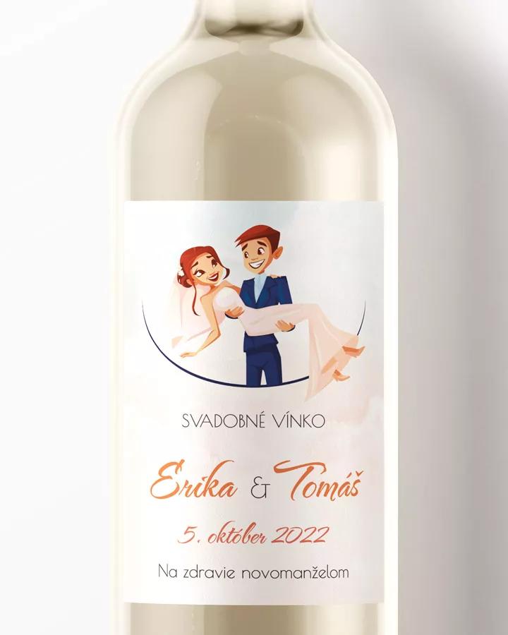 Svadobné etikety na víno / pálenku Zaľúbený pár 01