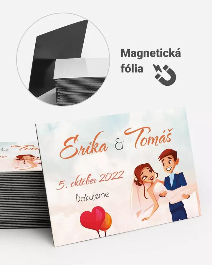 Svadobné magnetky obdĺžnik Zaľúbený pár 01