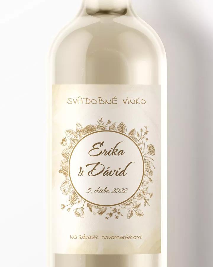 Svadobné etikety na víno / pálenku Vintage kvety