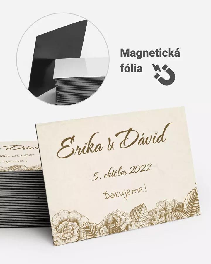 Svadobné magnetky obdĺžnik Vintage kvety