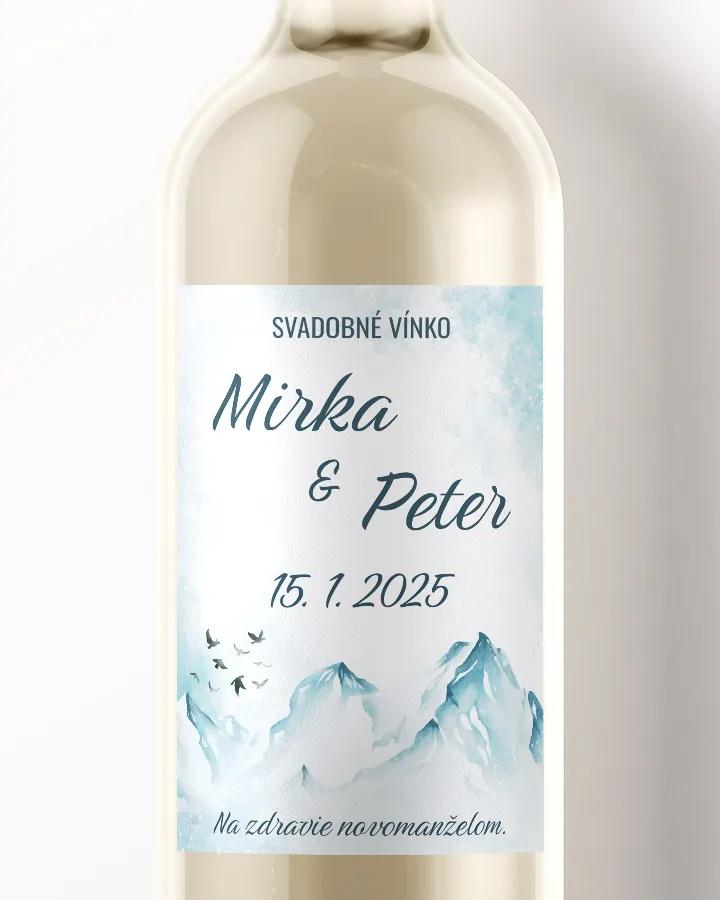 Svadobné etikety na víno / pálenku Zimná krajina 02