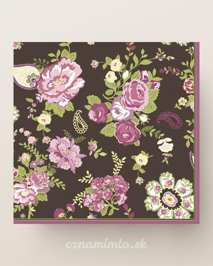 Ľudové servítky kvety ružovo tmavé