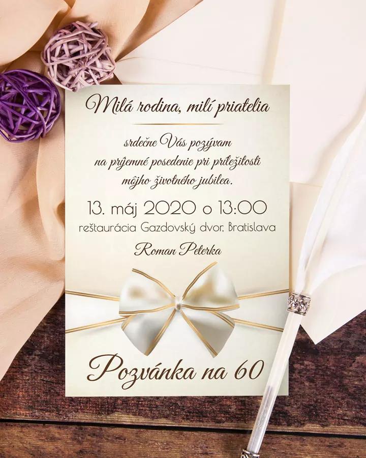 Pozvánka na narodeniny Luxusný motív s mašľou