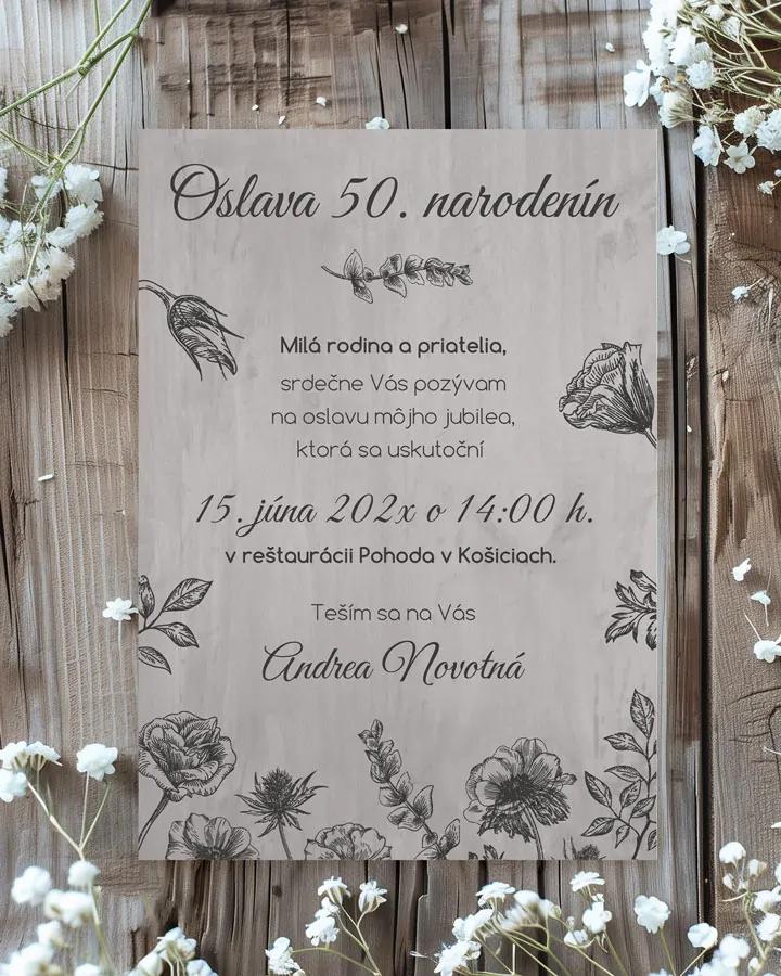 Pozvánka na narodeniny Poľné kvety 01