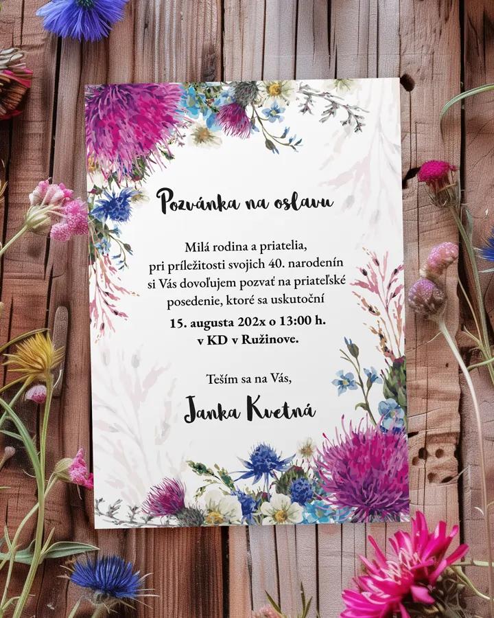 Pozvánka na narodeniny Poľné kvety 02