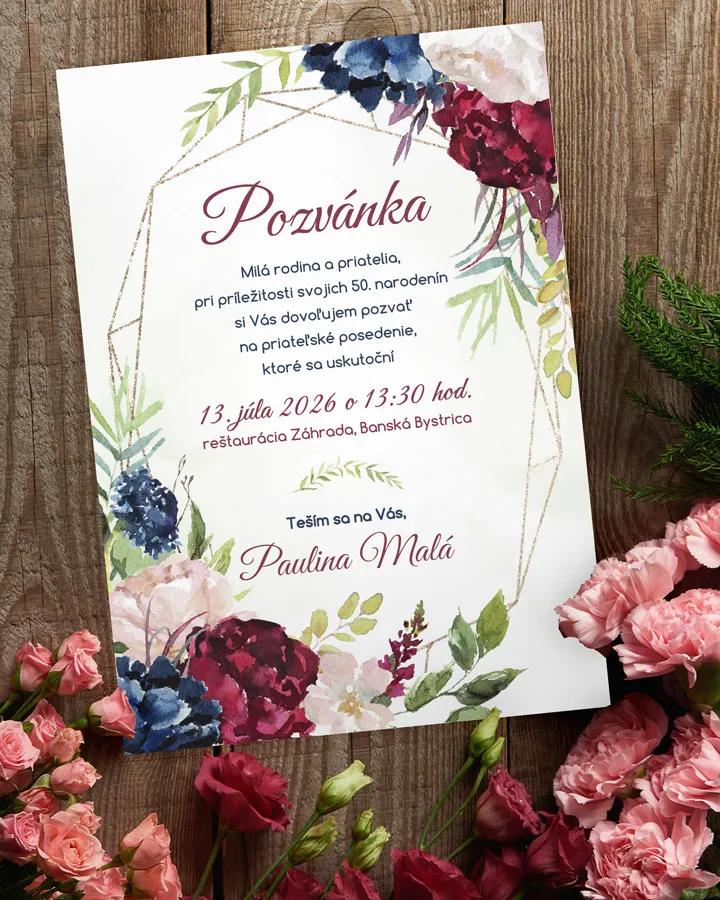 Pozvánka na narodeniny Burgundy ruže