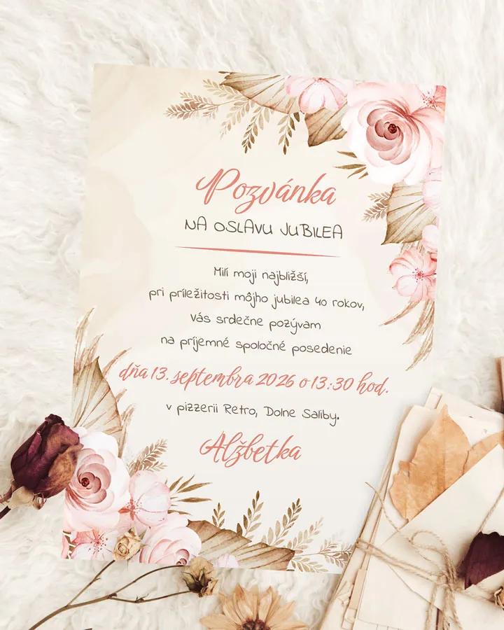 Pozvánka na narodeniny Sušené kvety 01