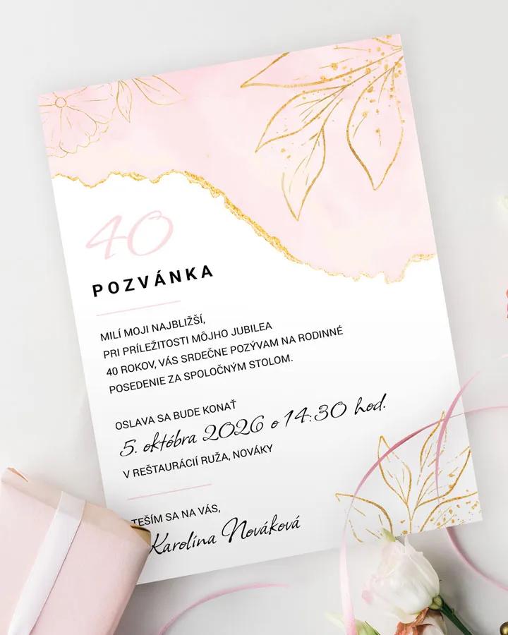 Pozvánka na narodeniny Mramor s kvetmi 01