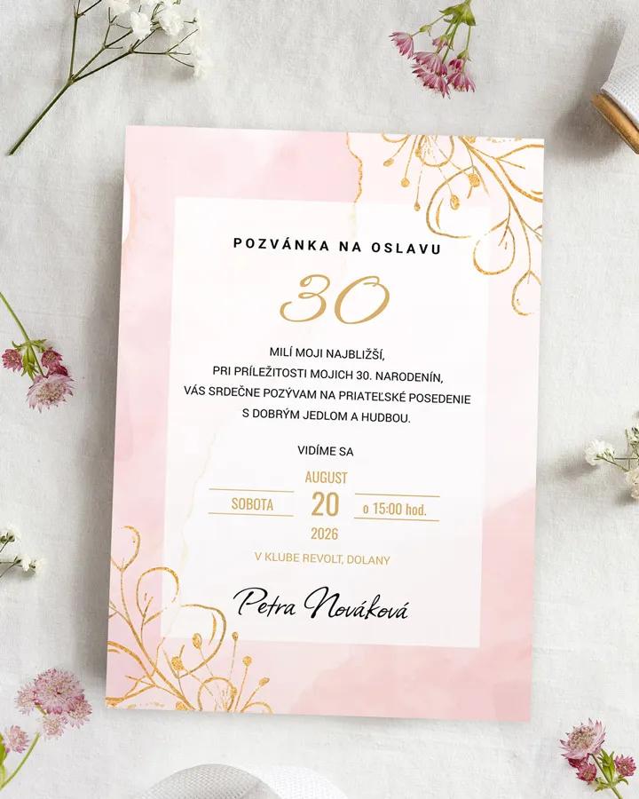 Pozvánka na narodeniny Mramor s kvetmi 02